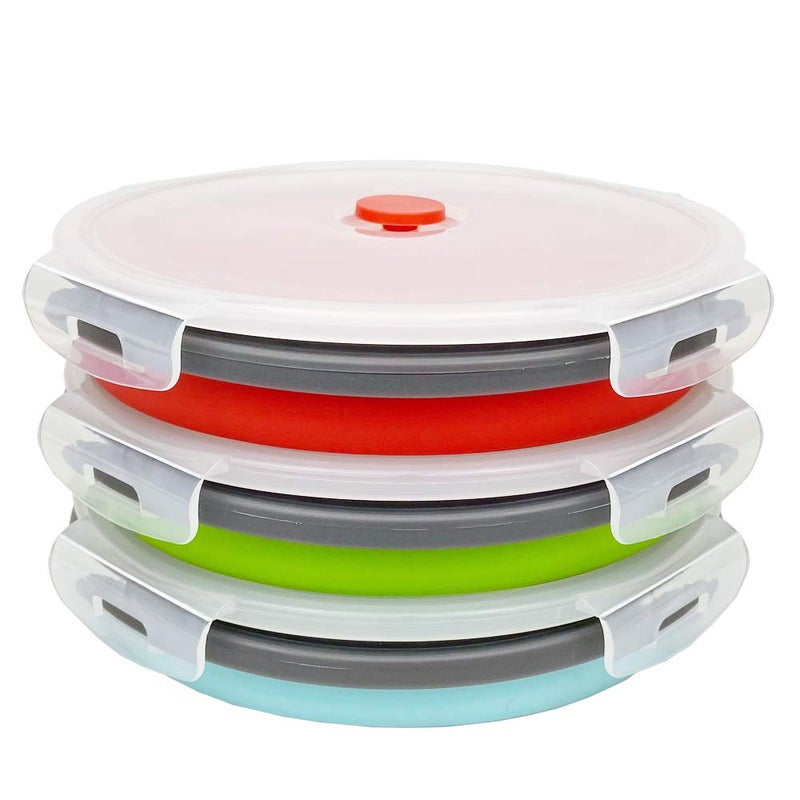 CARTINTS 1200ml Large Collapsible Food Containers Silicone Lunch Containers Silicone Leftover Food Containers, Ideal for Camping Travel, 3Pack - Image 3